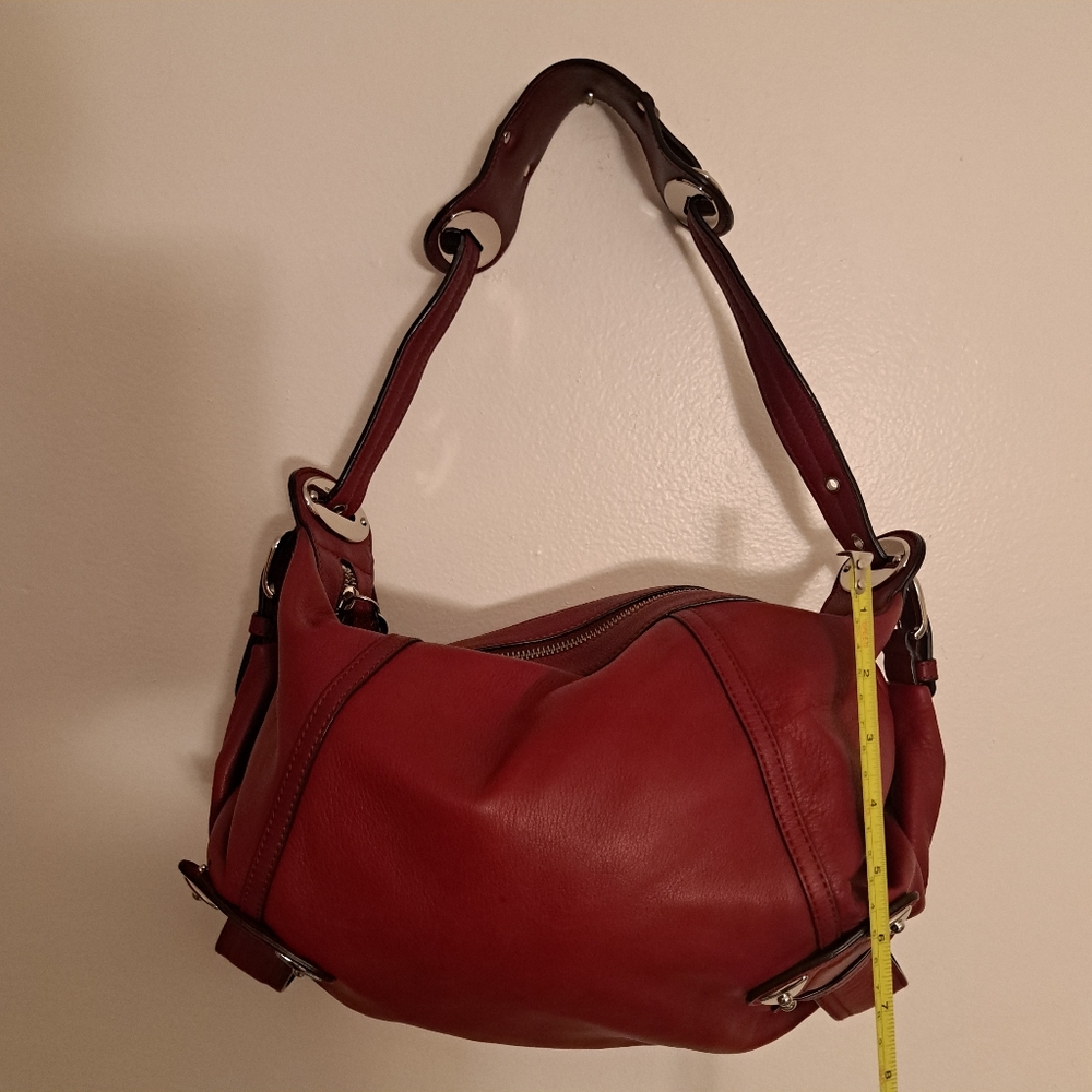 B. Makowsky Top Handle Buckle Detail Leather Slouchy Bag - Picture 11 of 11